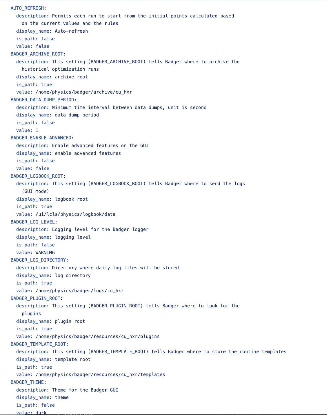 Badger Configuration