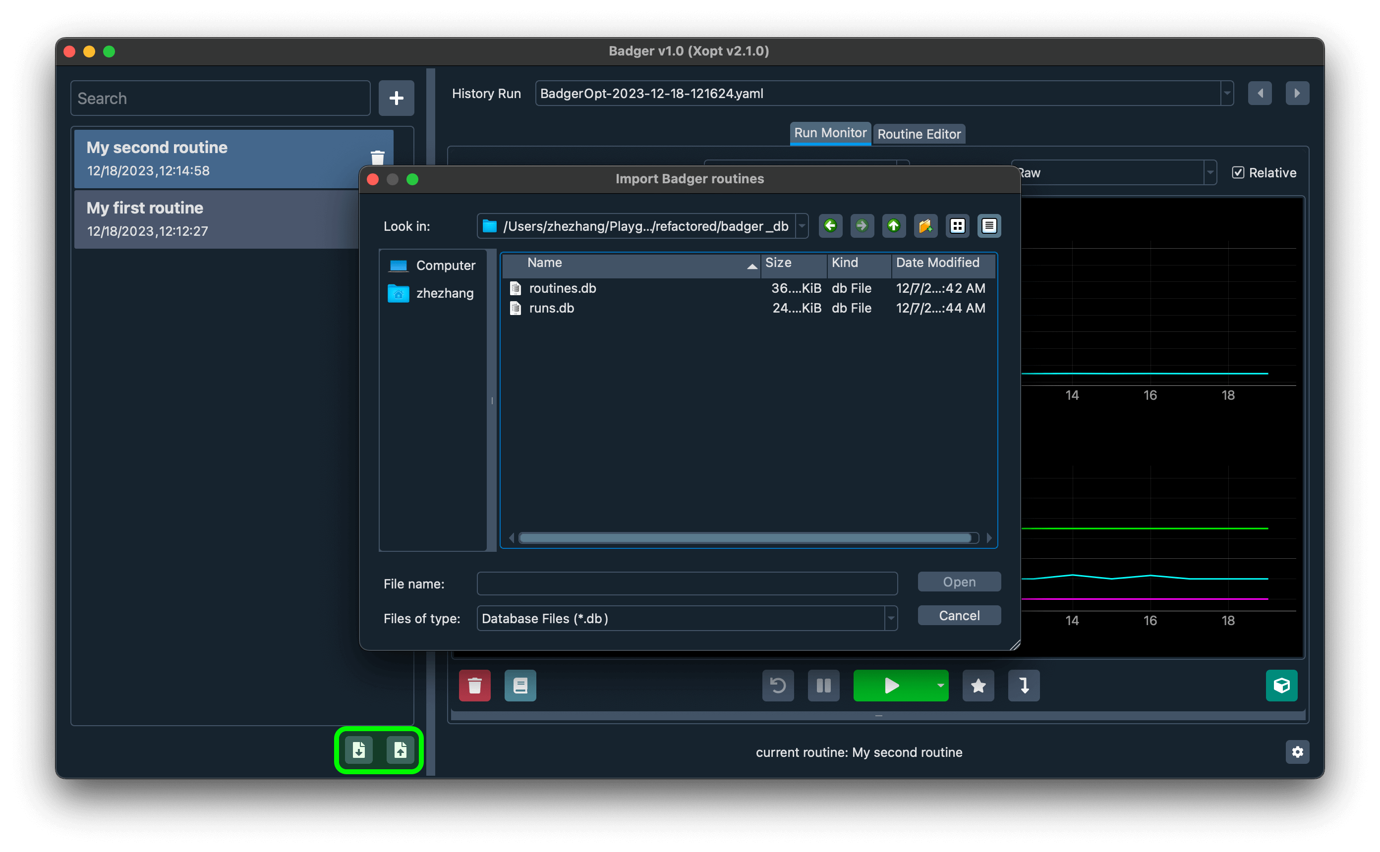 Export/import routines