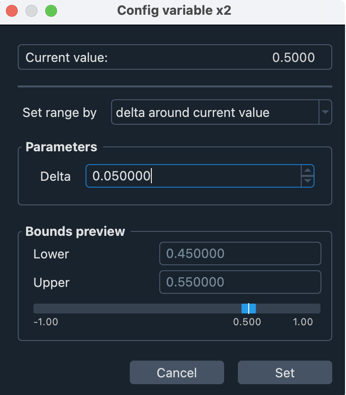 Mini Mode Variable Dialog