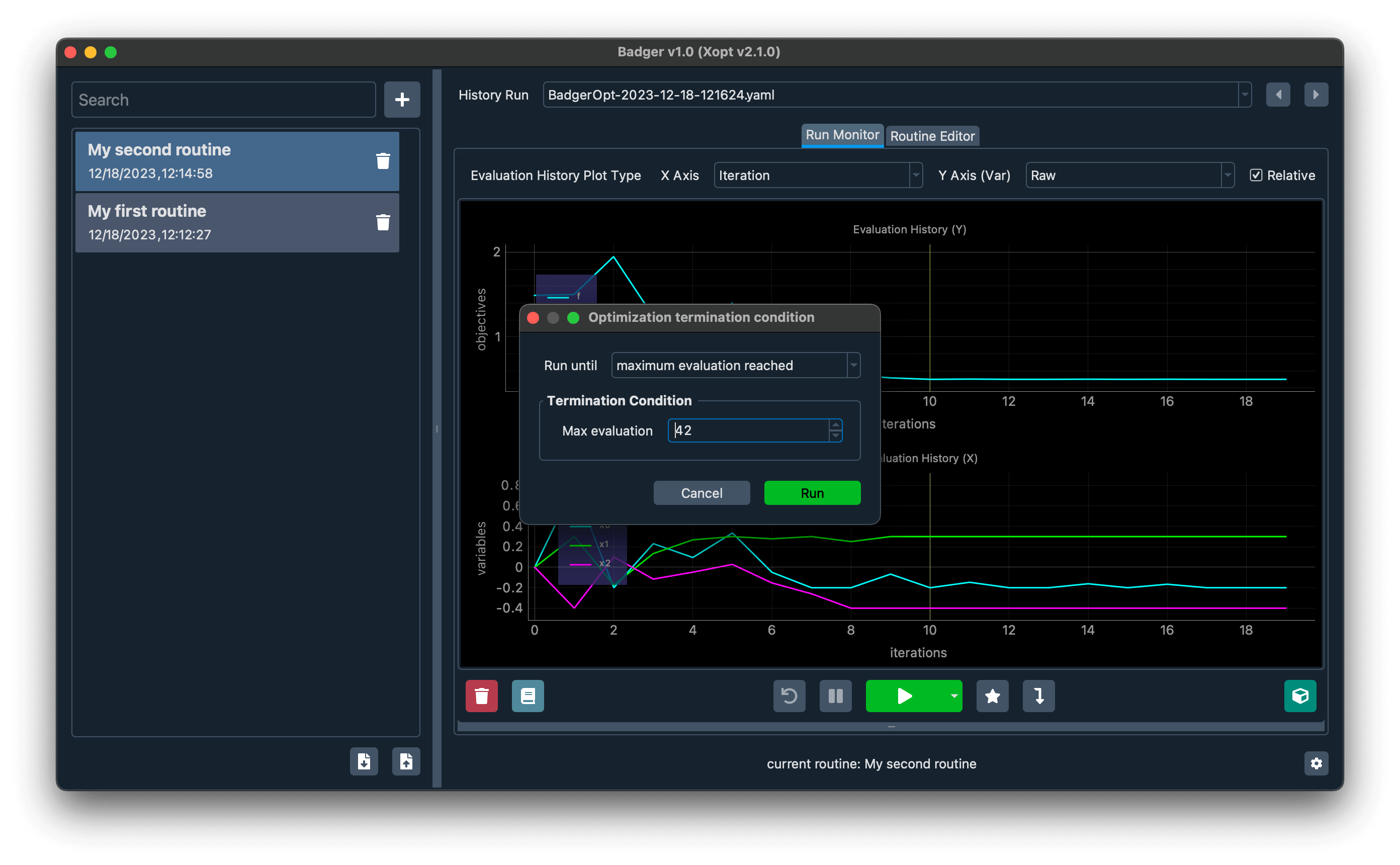 Set termination condition