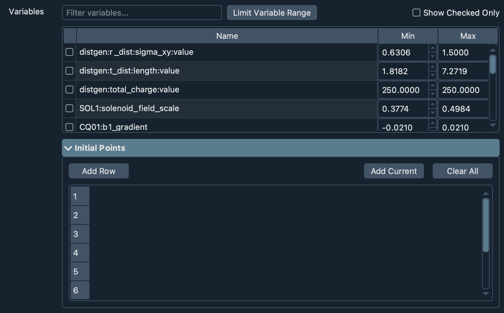 Configure variables